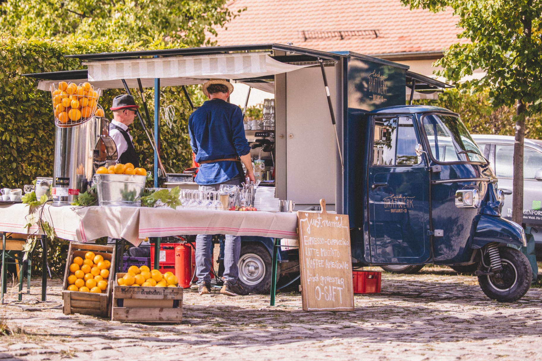 Piaggio Ape Kaffee-Bar auf einer Hochzeit